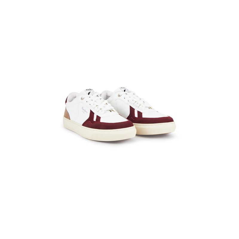 Pepe Jeans White & Red Retro Anti-Skid Cupsole Sneakers (UK 7)
