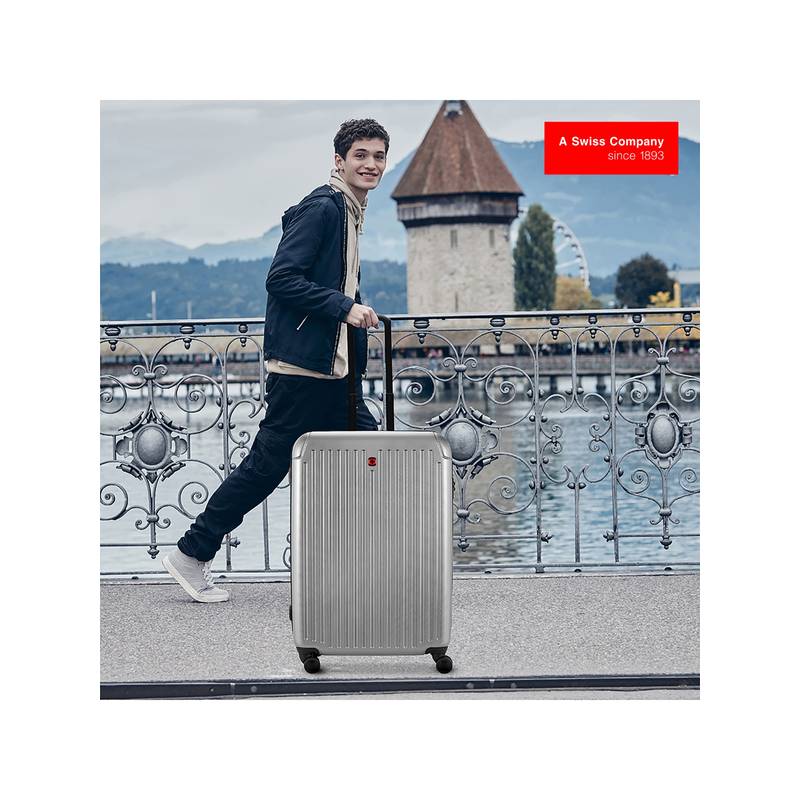 Wenger Flyn Large Hard Side Luggage Bag, Silver (Large)