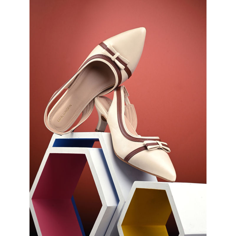 CLOG LONDON Women Casual Beige Heeled Mules (EURO 41)