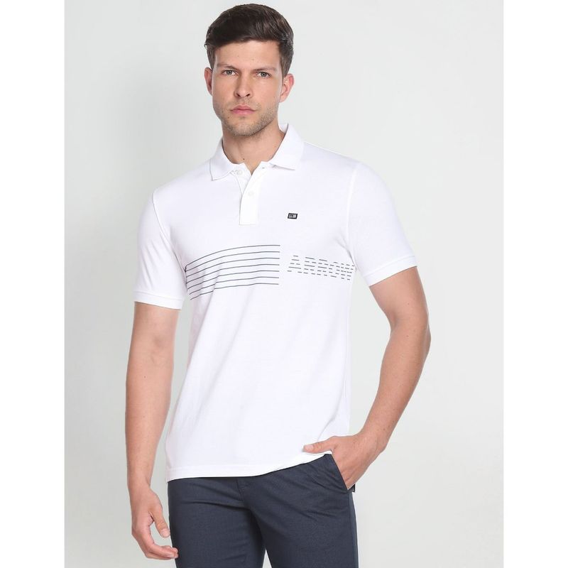 Arrow Sports Horizontal Stripe Cotton Polo Shirt (M)