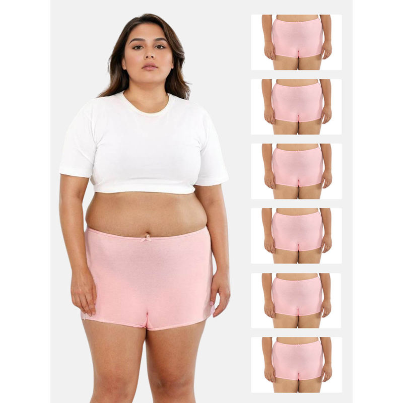 Adira Pink Brzee Plus Size Boyshorts (Pack of 6) (3XL)