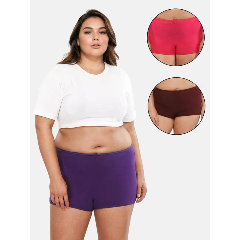 Adira Multi-Color Brzee Plus Size Boyshorts (Pack of 3) (7XL)