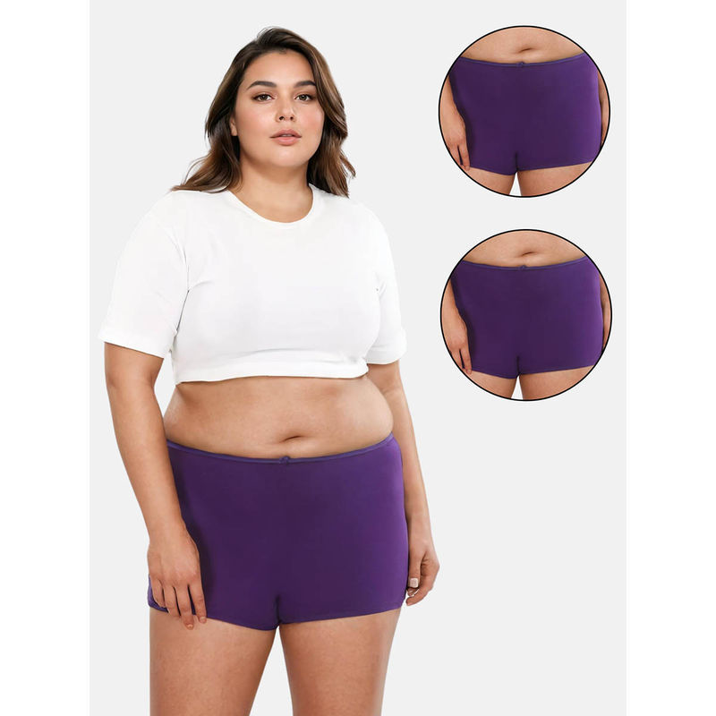Adira Purple Brzee Plus Size Boyshorts (Pack of 3) (4XL)