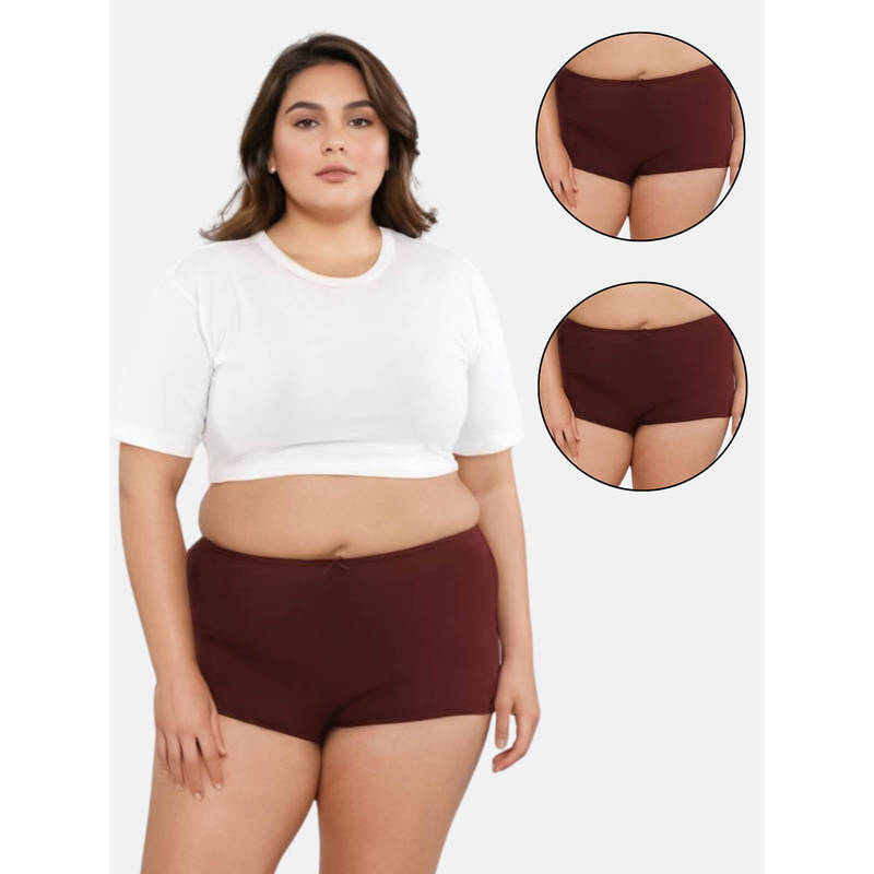 Adira Maroon Brzee Plus Size Boyshorts (Pack of 3) (4XL)