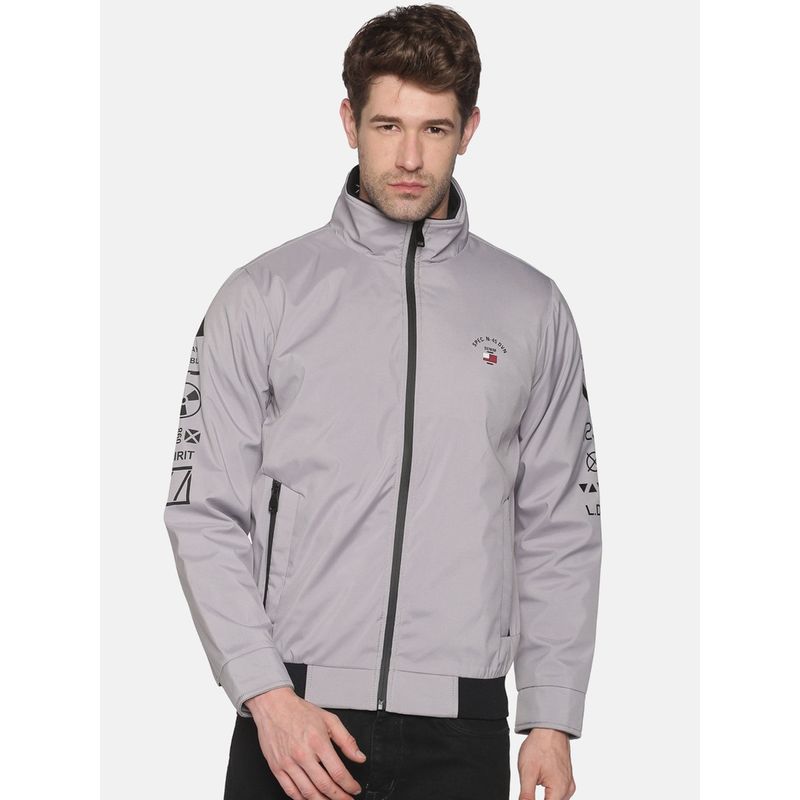 SHOWOFF Men's Casual Grey Solid Jacket (M)