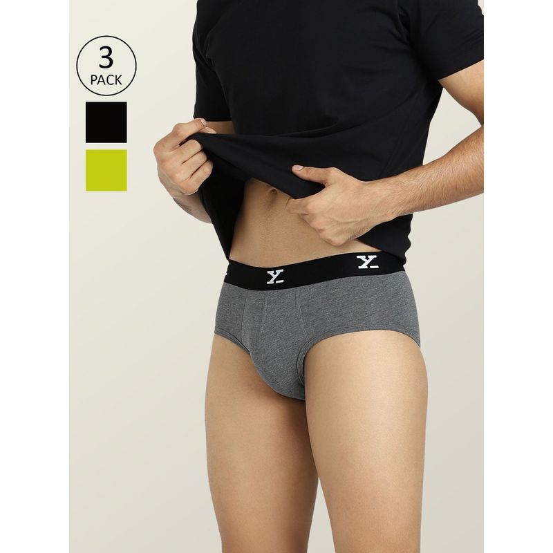XYXX Multi Color Ace Intellisoft Antimicrobial Micro Modal Brief - Pack Of 3 (2XL)