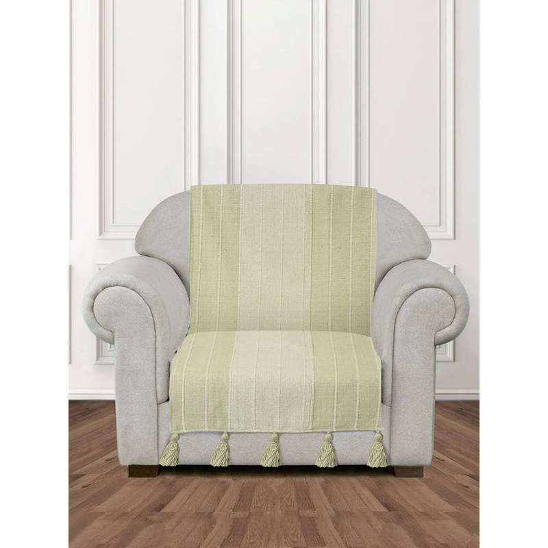 Eyda Sea GreenStripe Hand woven Cotton Sofa Cover ( Without Handrest Cover) (1 Seater)