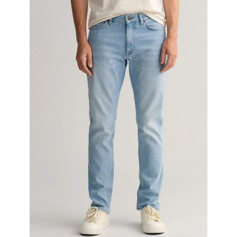 GANT Men Blue Washed Mid Rise Slim Fit Jeans (36)
