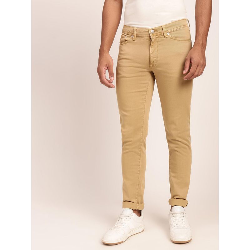 GANT Men Khaki Solid Mid Rise Extra Slim Fit Jeans (30)