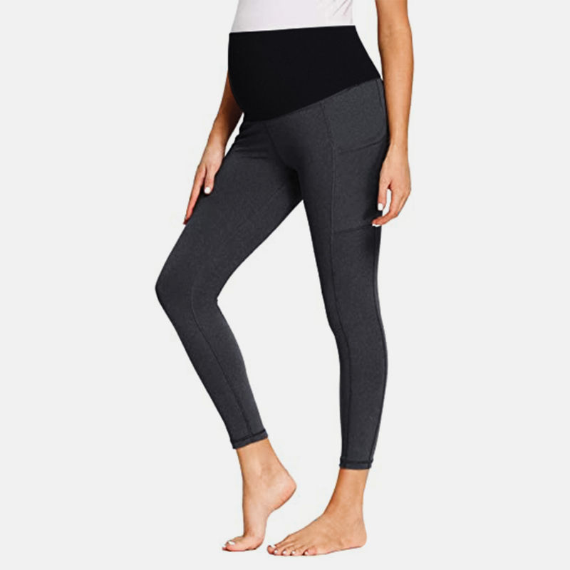 CHKOKKO Women Grey Leggings for Pregnancy (M)