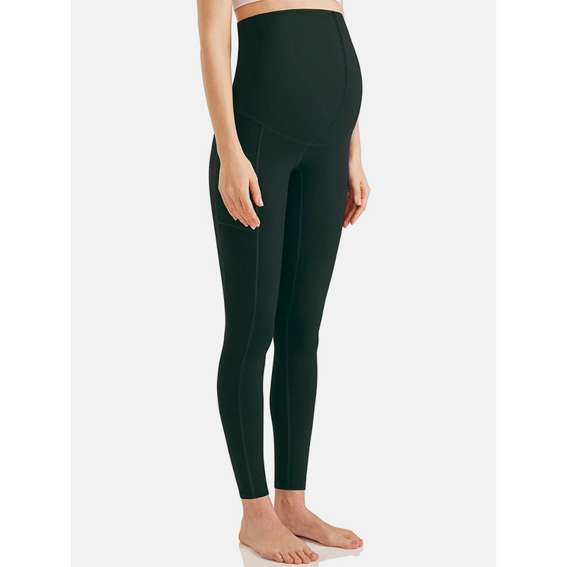 CHKOKKO Women Green Leggings for Pregnancy (S)