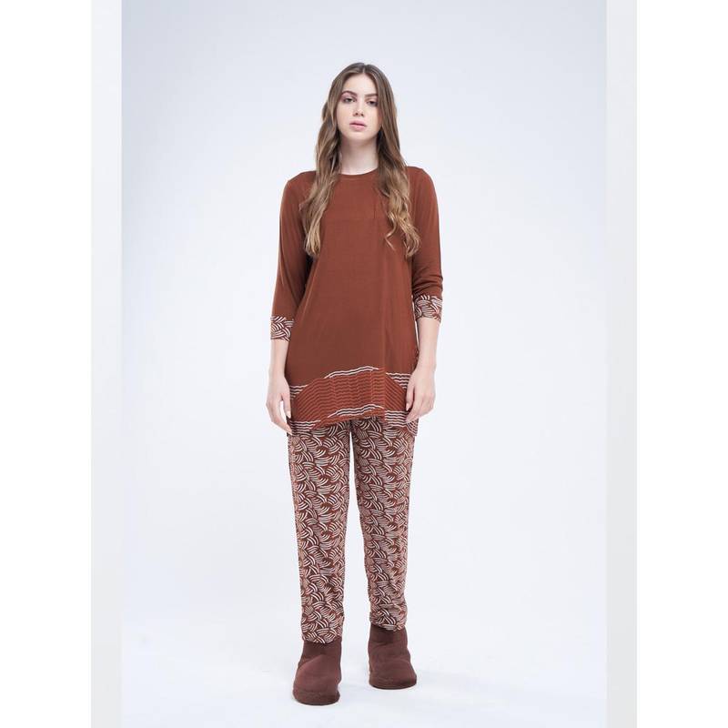 July Nightwear Women Brown Top and Pyjama (Set of 2) (S)
