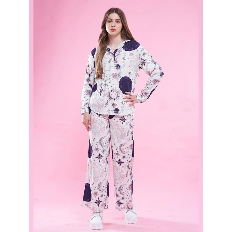 July Nightwear Women White Shirt and Pyjama (Set of 2) (M)