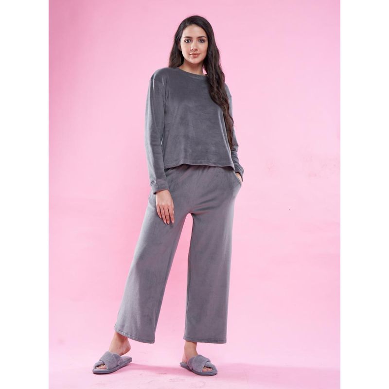 July Nightwear Women Grey T-Shirt and Pyjama (Set of 2) (L)