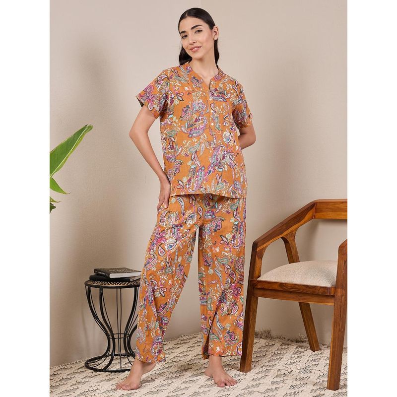 July Nightwear Women Brown Top and Pyjama (Set of 2) (S)