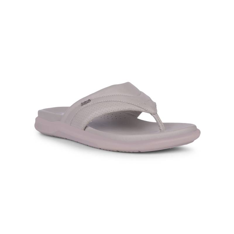 Scholl Women Grey Leather Flipflops (UK 4)