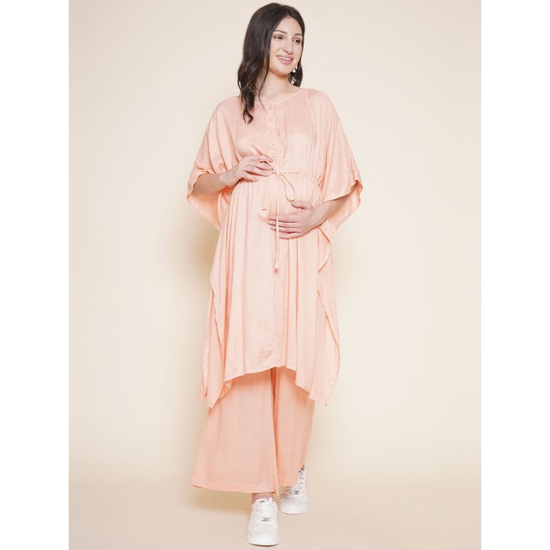 Mine4Nine Chic & Comfortable Peach Maternity Kaftaan with Peach Trousers (Set of 2) (M)