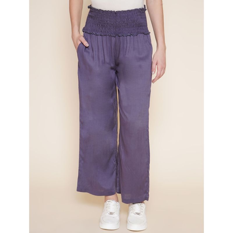 Mine4Nine Womens Grey Rayon Maternity Trousers (XL)