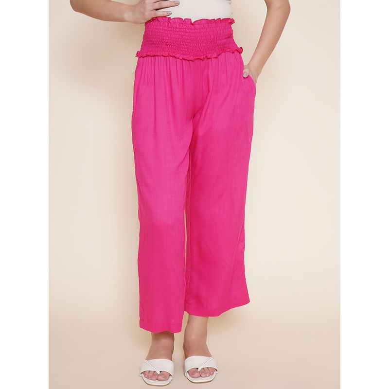 Mine4Nine Womens Pink Rayon Maternity Trousers (M)