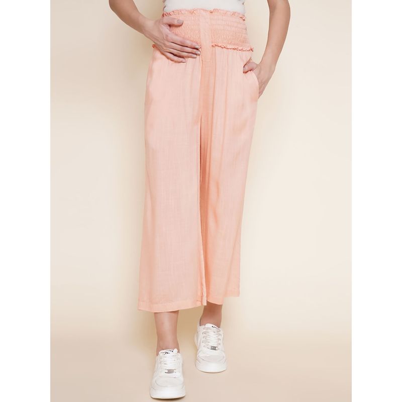 Mine4Nine Womens Peach Rayon Maternity Trousers (M)