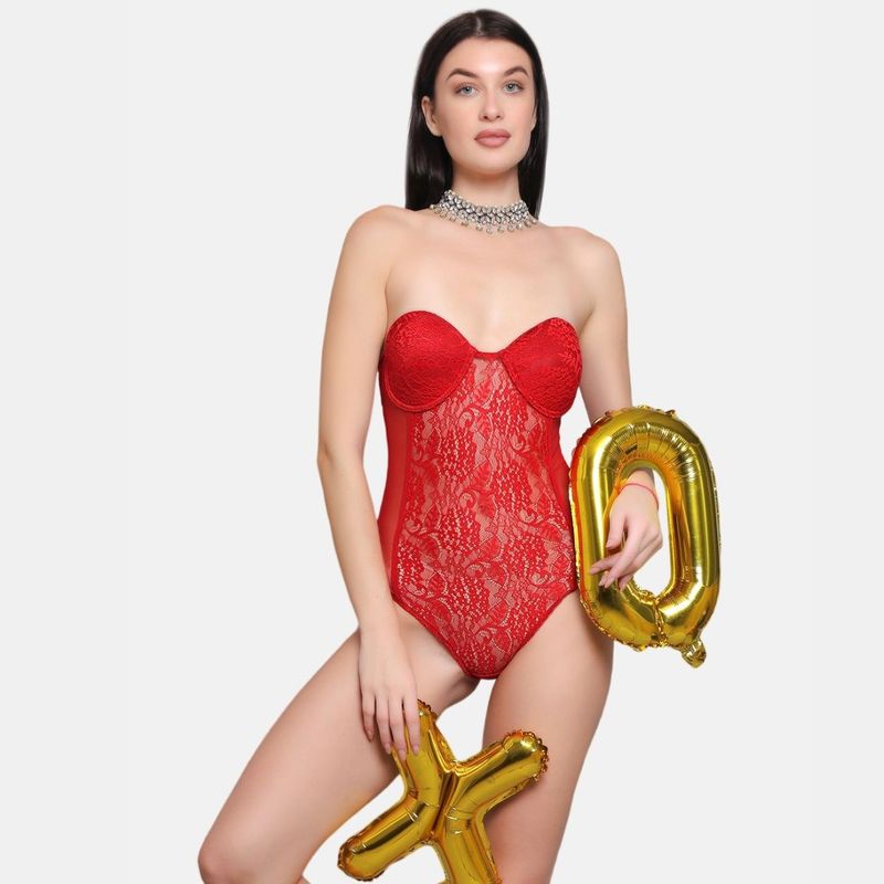 Curwish Lacy Wonder Bodysuit with Detachable Straps (S)