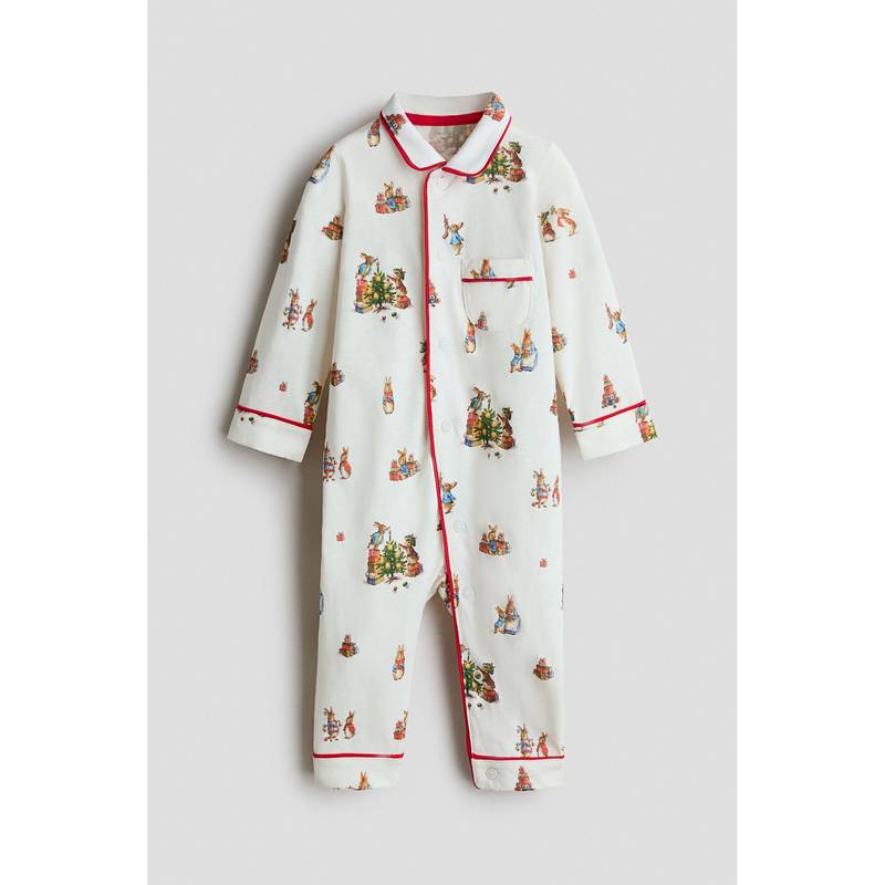 H&M Boys White Collared cotton sleepsuit (2-4 Months)