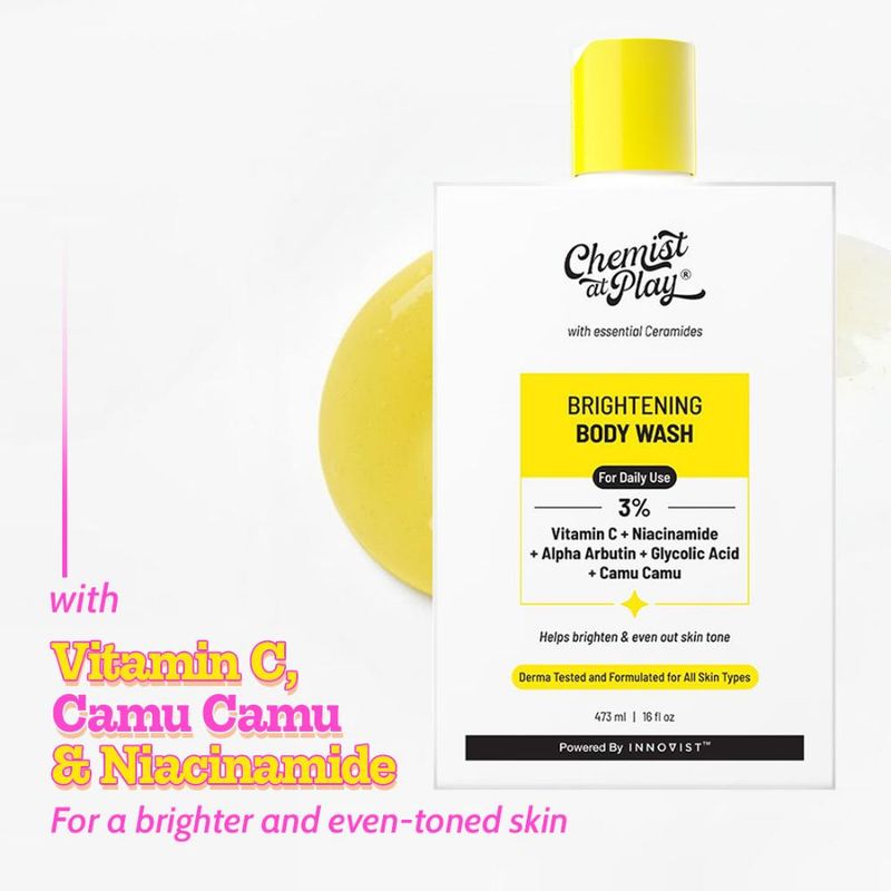 Chemist at Play Brightening Body Wash - 3% Vitamin C + Niacinamide| Shower Gel for Women & Men