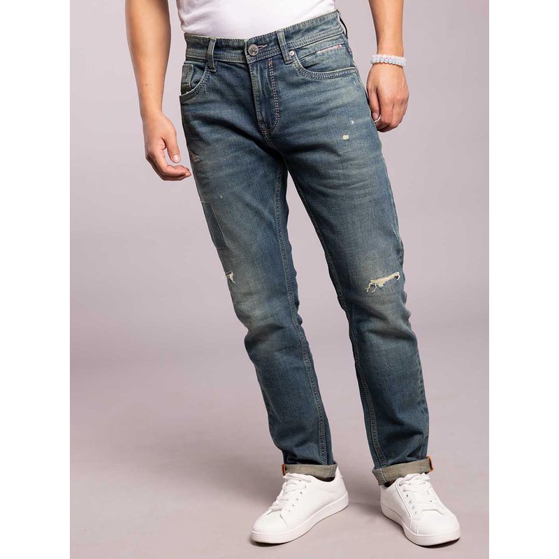 ROOKIES Med Blue 5 Pocket Low-Rise Ankle Length Jeans (34)