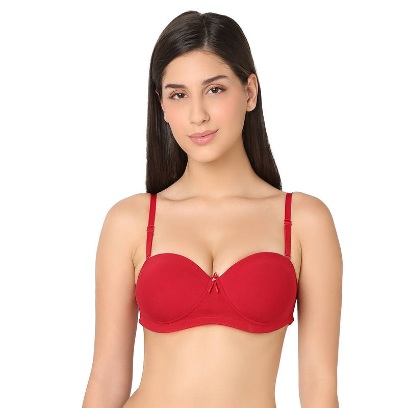 Juliet Women Cotton Padded Wirefree T-Shirt Bra 1230 Maroon (34C)