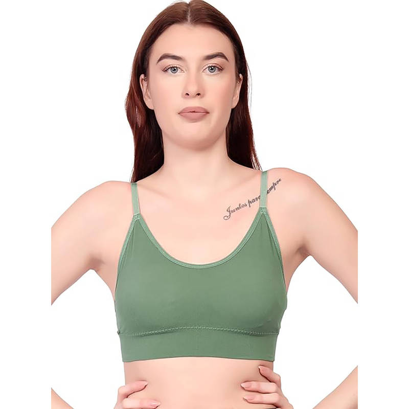 BRACHY Womens Lightly Padded Spandex Bralette Comfortable Fit Green (S)