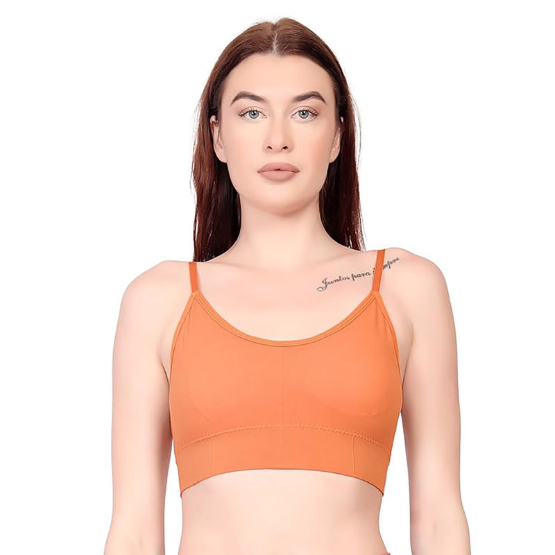 BRACHY Womens Lightly Padded Spandex Bralette Comfortable Fit Brown (S)