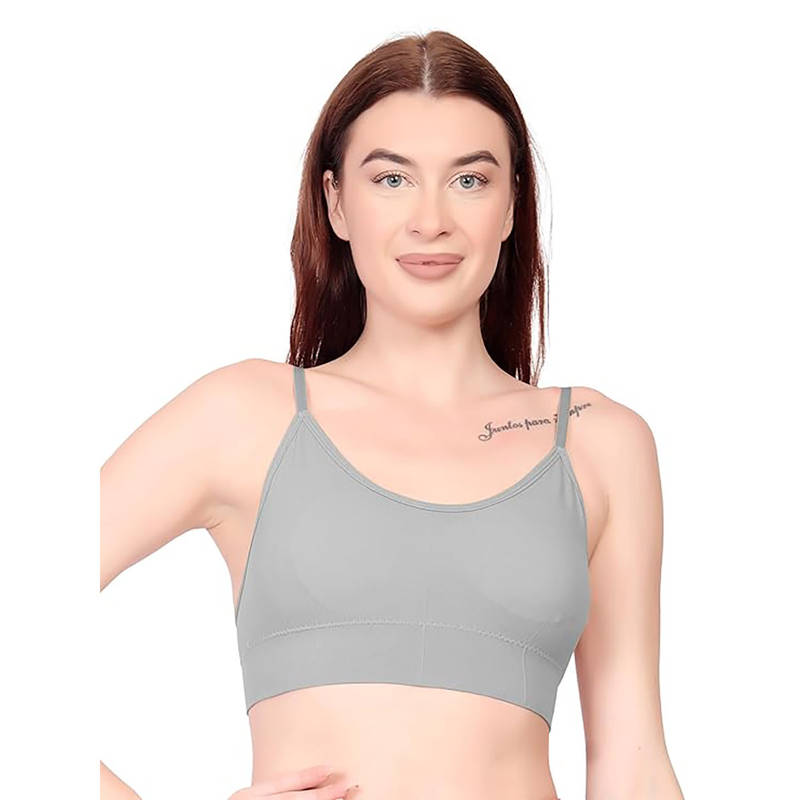 BRACHY Womens Lightly Padded Spandex Bralette Comfortable Fit Grey (XL)