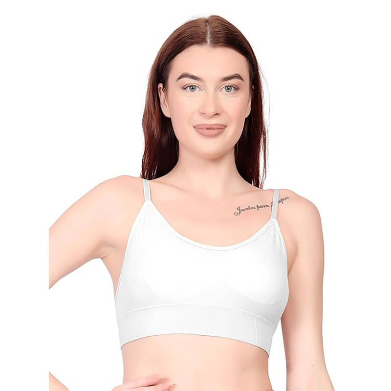 BRACHY Womens Lightly Padded Spandex Bralette Comfortable Fit White (S)