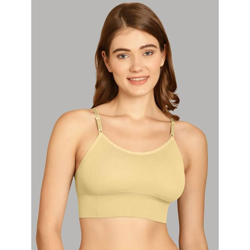 BRACHY Women Full Coverage Lightly Padded Beginners Bralette Bra Beige (S)