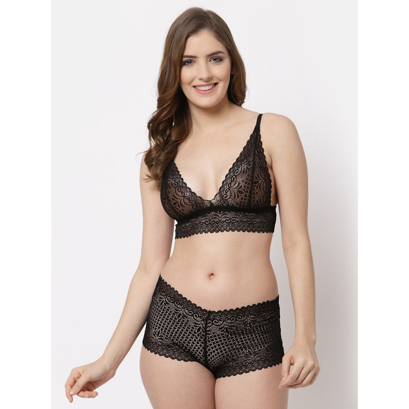 Cukoo Lacy Black Bra and Panty (Set of 2) (S)