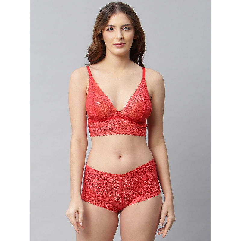 Cukoo Lacy Red Bra and Panty (Set of 2) (2XL)