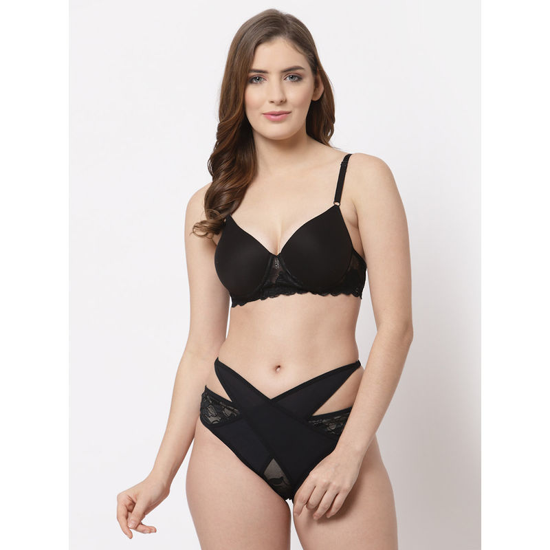 Cukoo Lacy Black Bra and Panty (Set of 2) (L)