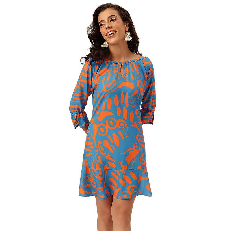 Cukoo Blue Abstract Printed Beach Dress (M)