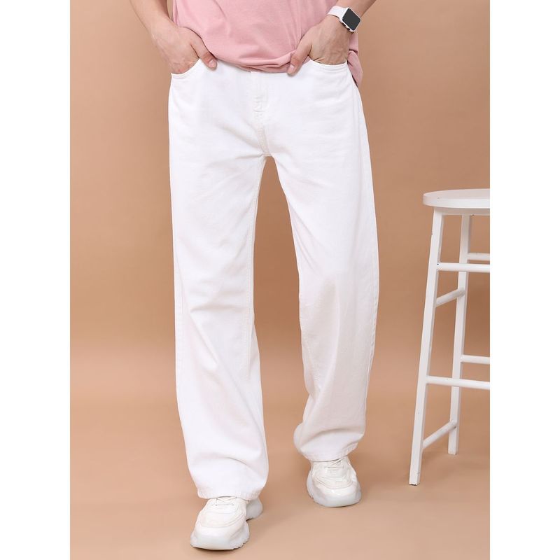 HIGHLANDER Men Wide Leg Mid Rise Cotton Regular Jeans (34)