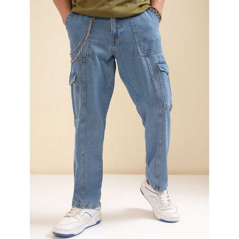 HIGHLANDER Men Light Blue Baggy Tapered Jeans (32)