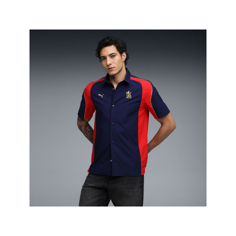 Puma Men Navy Blue RCB 2026 Relaxed Fit Shirt (S)