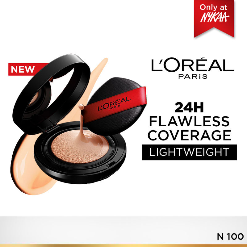 L'Oreal Paris Infallible Cushion Foundation, 24H Flawless Coverage, No Oxidation - N 100