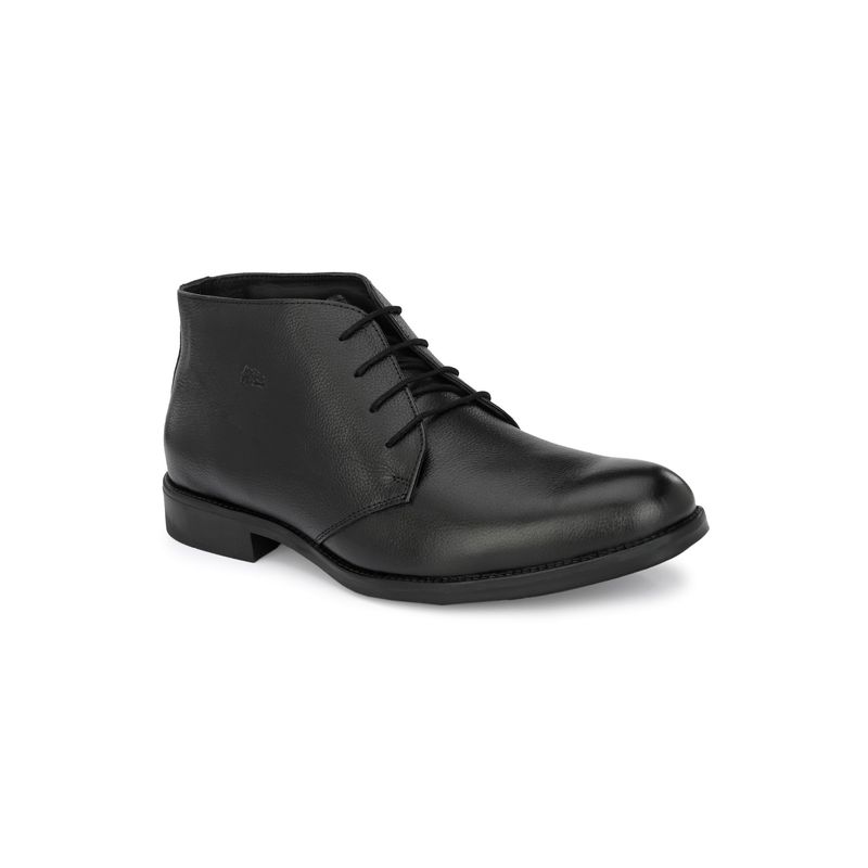 Hitz Men's Black Leather Ankle Shoes with Laces (EURO 43)