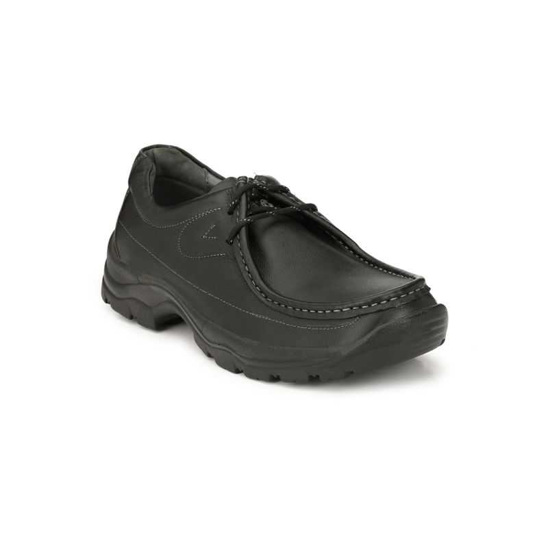 Hitz Men's Black Leather Lace up Casual Shoes (EURO 42)