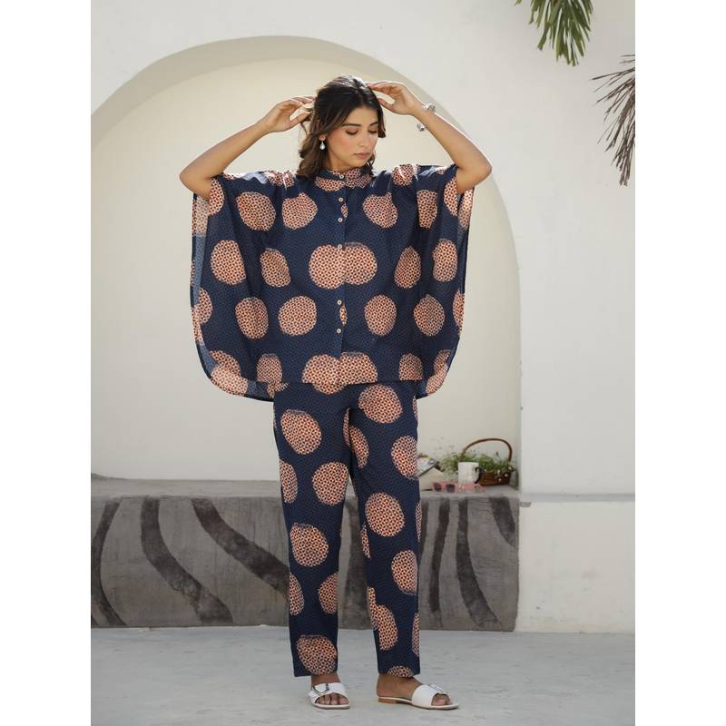 Clt.s Blue Cotton Geometric Co-Ord Set (M)