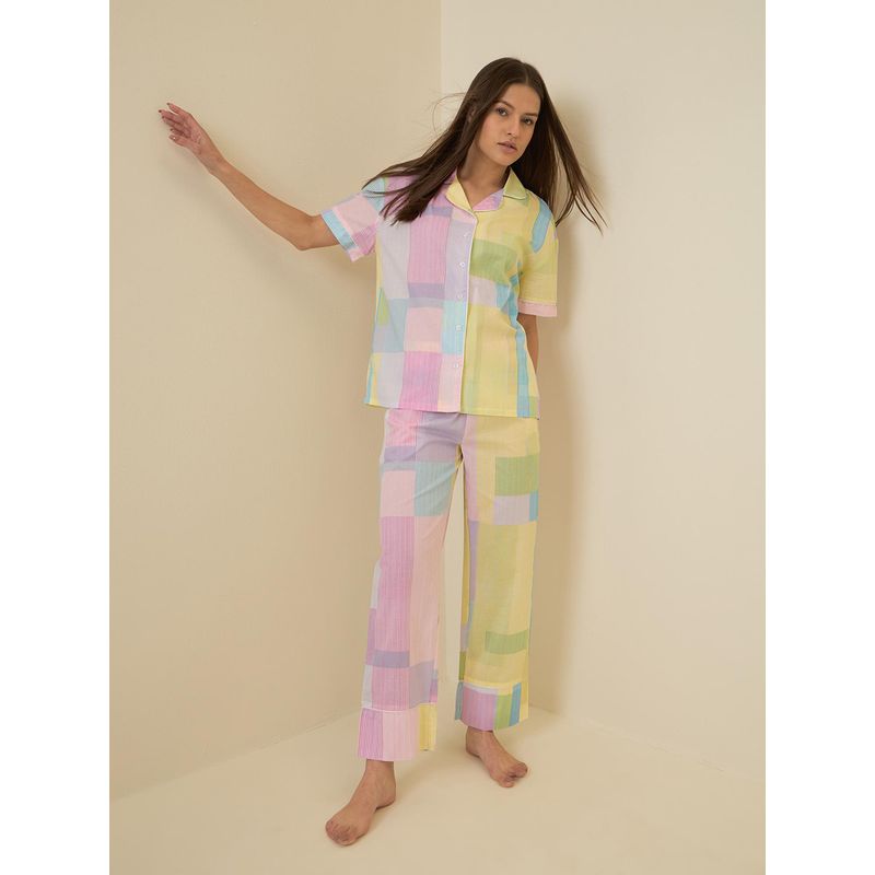 Sweet Dreams Womens Checkered Front Open Pyjama and Shirt (M)