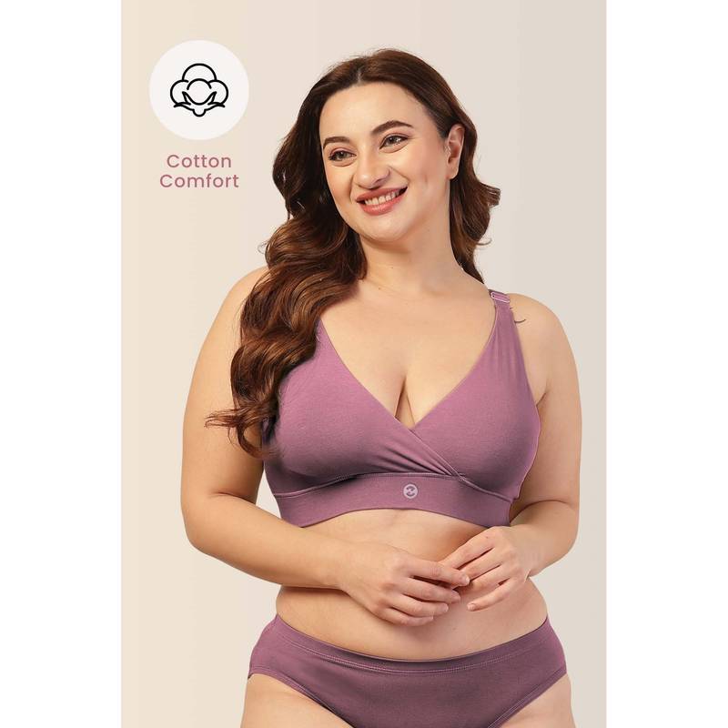 Zelena Purple Cotton Maternity Nursing Bra (S)