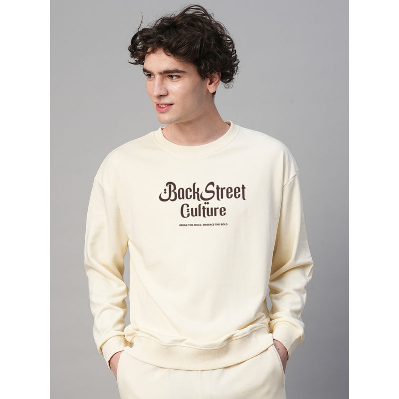 PRONK Street Culture Off White Drop Shoulder Premium Terry Sweatshirt (S)