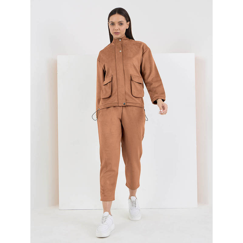 Sweet Dreams Women Solid Tracksuit Brown (Set of 2) (M)