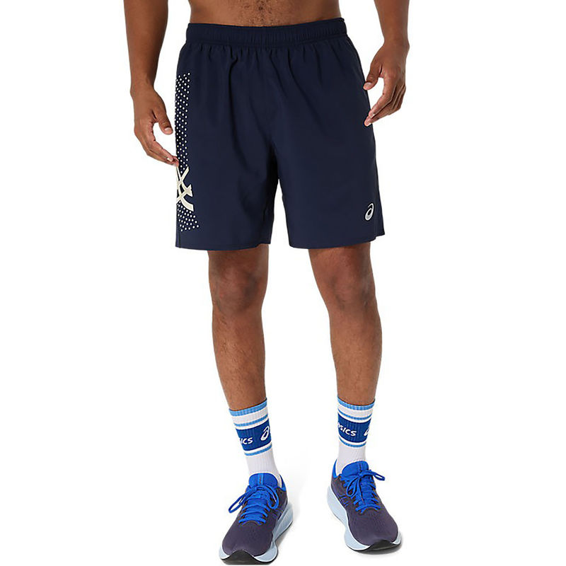 ASICS Men Navy Blue Icon 7In Running Shorts (XL)